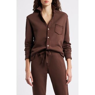 Frank & Eileen Eileen Relaxed Terry Button-Up Shirt in Cocoa at Nordstrom, Size X-Large
