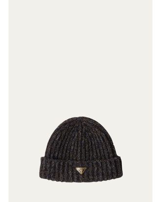 Prada Cashmere-Wool Rib Knit Beanie