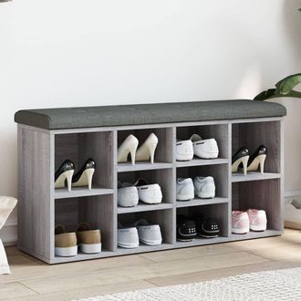 vidaXL Vidaxl - Banco Zapatero Madera De Ingenier&iacute;a Gris Sonoma 102x32x50 Cm
