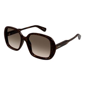 Chloé Sunglasses, female, Multicolor, Size: 55 MM Havana/Brown Shaded Sunglasses