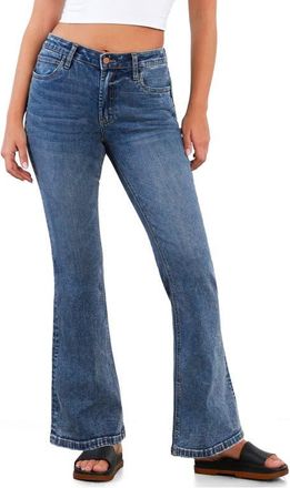 HINT OF BLU Happy Mid Rise Flare Jeans in Eternal Blue at Nordstrom, Size 25