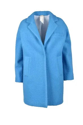 Annie P Wool Mohair Polyamide Coat - Turquoise