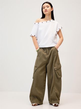 Twik Womens Cargo barrel-leg pant