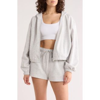 Zella Feather Fleece Zip Hoodie in Grey Light Heather at Nordstrom Rack, Size X-Small