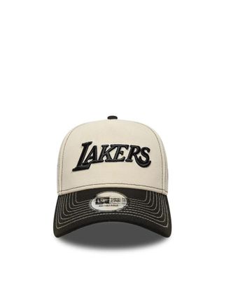 New Era Beige Black Logo Baseball Hat