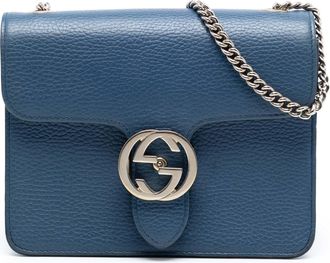 Gucci Pre-owned Womens Small Dollar Calfskin Interlocking G Crossbody - Blue Leather - One Size