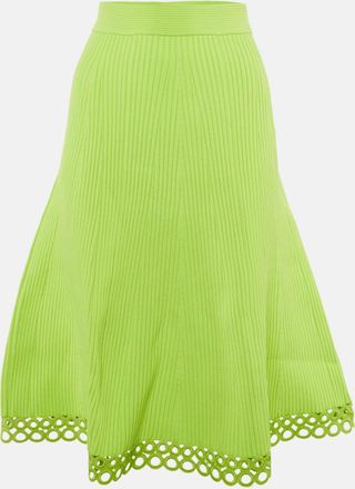 Jonathan Simkhai Jonathan Simkhai Lime Green Ribbed A-Line Midi Skirt