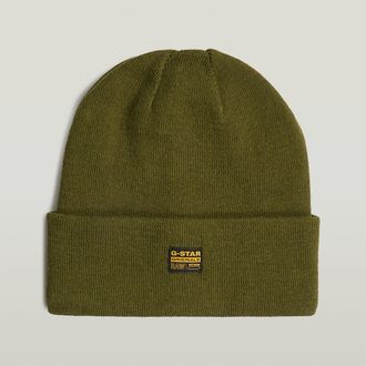G-Star Beanie G-STAR Effo Long Beanie, Damen, schwarz olive, Strick, Kunstfaser, unifarben, M&uuml;tzen Beanie, mit Aufn&auml;her vorn
