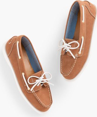 Talbots Finley Nubuck Boat Shoes - Havana Tan - 10 1/2 M Talbots