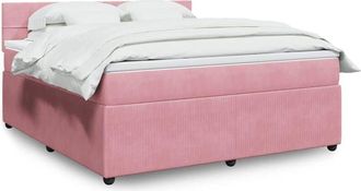 vidaXL Vidaxl - Cama Box Spring Con Colch&oacute;n Terciopelo Rosa 180x200 Cm