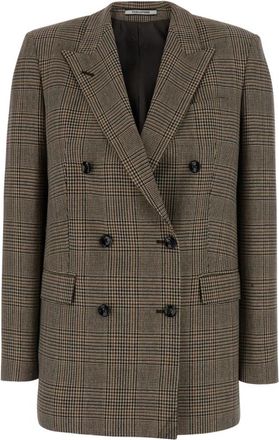 Tagliatore Jasmine Double Breasted Check Jacket - Dames - Blazers - Bruin - S - Wol - Jassen