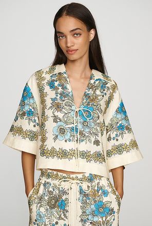 Alemais Sophia Short-Sleeve Linen Top