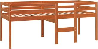 vidaXL Cama Alta Madera Maciza De Pino Marr&oacute;n Cera 75x190 Cm Vidaxl
