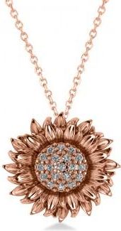 Allurez Sunflower Diamond Pendant Necklace 18k Rose Gold (0.19ct)
