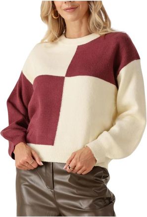 Ydence Ecru Gebreide Sweater Cubi - Dames - Ronde hals truien - Veelkleurig - 2XL - Truien & Vesten