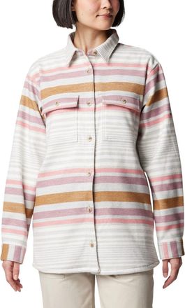Columbia Blue Point Creek Shirt Jacket Womens Multi Striped Button Up JAX778