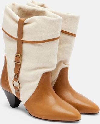 Isabel Marant Darner 55 leather-trimmed ankle boots