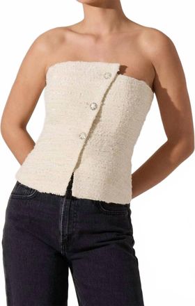 Astr Moina Strapless Tweed Top In Cream