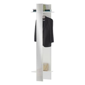 Dmora Mueble De Entrada Violantino, Armario Multifuncional, Perchero De Pared Con Espejo, 50x35h190 Cm, Blanco, Con Embalaje Reforzado - Dmora