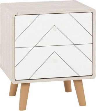 Seconique Seconique - Dixie 2 Drawer Bedside - L39.5 x W48 x H56 cm - Dusty Grey/White