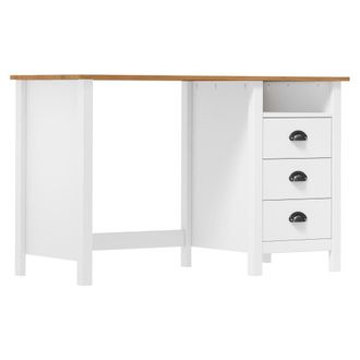 Berkfield Home Desk Hill with 3 Drawers 120x50x74 cm Solid Pine Wood in White | Size: 120 x 50 x 74 cm