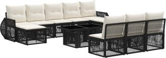vidaXL Conjunto De Sof&aacute;s De Jard&iacute;n 11 Uds. Negro Y Blanco Crema Vidaxl
