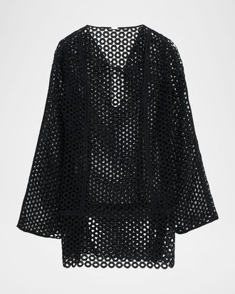 Cult Gaia Omara Open-Knit Mini Dress Coverup