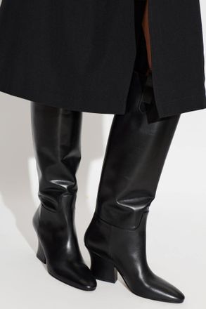 Jil Sander Leather Heeled Boots Lune, Womens, Black