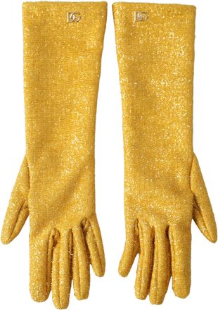 Dolce & Gabbana Gold Lurex Fantasia Mid Arm Length Womens Gloves