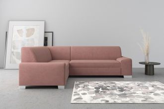 Domo Collection Ecksofa »Anzio in kubischer Formensprache, flache Armlehnen, L-Form« Wahlweise mit Bettfunktion und Federkern für hohen Sitzkomfort