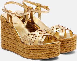 Valentino Garavani VLogo leather espadrille wedges