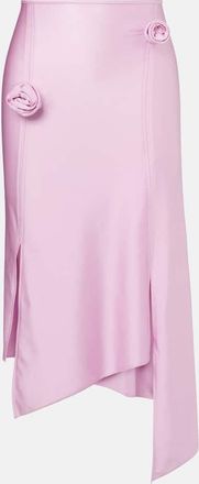 Coperni Gonna midi in raso con applicazioni floreali