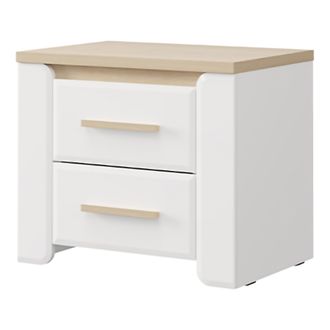 Dmora Comodino Yamba, 2 Cajones, Un Estante, Apertura Deslizante, 58x40x50h Cm Blanco Mate