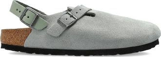Birkenstock Mules in pelle scamosciata con fibbia - Grigio