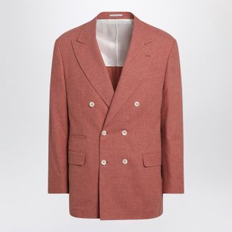Brunello Cucinelli Brunello Cucinelli Peach Double Breasted Wool Blend Jacket