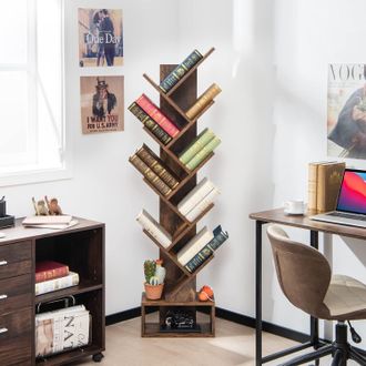 Costway Costway - Estanter&iacute;a En Forma De &Aacute;rbol De 10 Estantes Con Caj&oacute;n/estante De Pie De &Aacute;rbol Para Cds, Libros, Dormitorio, Sala De Estar Oficina 38 X 21,5 