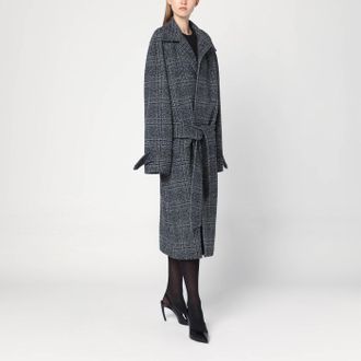 Balenciaga Raglan One Layer coat in black/grey check