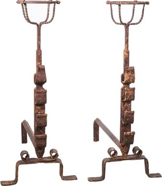Biscottini International Par De Soportes Para Brasero De Hierro Para Madera Para Chimenea L64xpr29xh69 Cm