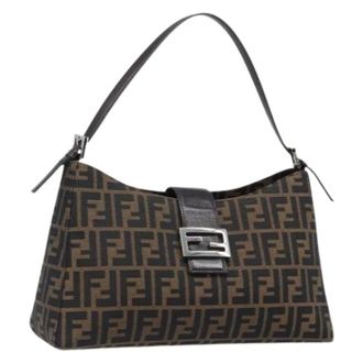 Fendi Pre-owned Zucca Canvas Schoudertas - Dames - Pre-owned - Bruin - Maat: ONE Size Leer