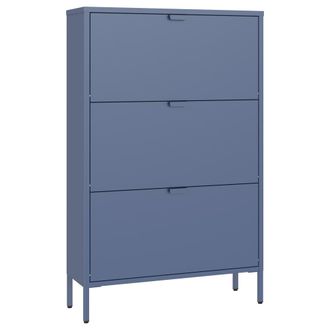Happy Garden Zapatero de 3 puertas en metal azul gris&aacute;ceo