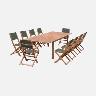 Sweeek Mesa De Jard&iacute;n Extensible De Madera + 10 Sillas