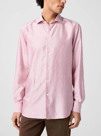 Ermenegildo Zegna Mens Pink stripes pure silk shirt
