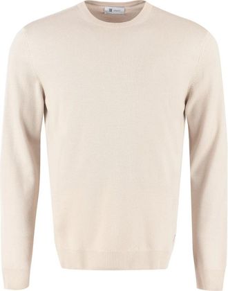 THE (ALPHABET) Wollen Crew-neck Sweater - Heren - Ronde hals truien - Beige - M - Wol - Truien & Vesten