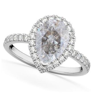Allurez Pear Salt & Pepper Diamond & Diamond Engagement Ring 14K in 2.51Ct/white Gold at Nordstrom, Size 7.5