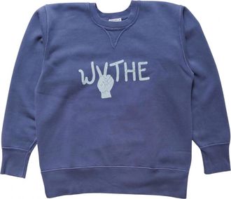 Wythe Mens Crewneck Peace Print Sweatshirt In Faded Navy