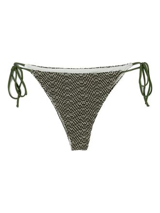 MC2 Saint Barth textured tie-side bikini bottom - women - Polyester/Cotton - L - Green