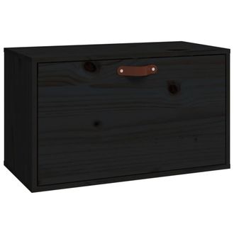 vidaXL Vidaxl - Armario De Pared De Madera Maciza De Pino Negro 60x30x35 Cm