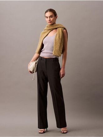 Calvin Klein Womens Refined Stretch Straight Trouser - Grey - 10W x RL