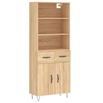 vidaXL Vidaxl - Aparador Alto Madera Contrachapada Color Roble 69,5x34x180 Cm