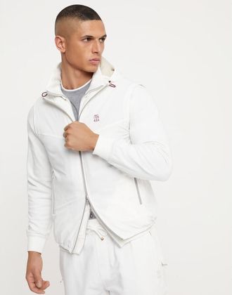 Brunello Cucinelli Mens Off White Zip Front Jacket, Size XS
